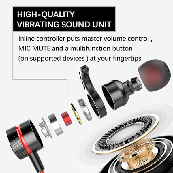 SoundMaster Pro V1 - Spelhörlurar med dubbla ljuddrivrutiner, Battle Buds, inbyggd mikrofon med mute- och volymkontroll, kompatibel med Xbox Series, Xbox Flaming Red