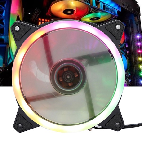 RGB-fläkt Färgglad Färgväxlande Chassifläktar Skrivbord Dator Kylning Aurora Tyst 12cm(Aurora Färgglada Ljus Förpackning Skruvar )
