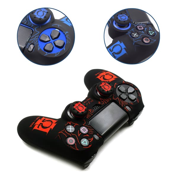 PS4-kontrollerskinn, silikonkontrollerdekselbeskytter kompatibel /PS4 Slim/PS4 Pro-kontroller (tommelfingerhettegrep x 2)