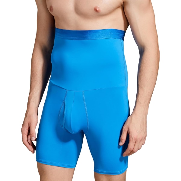 Herre Mavekontrol Shorts Højtaljede Undertøj Slankende Shapewear Body Shaper Ben Bokser Briefs Blue XXL