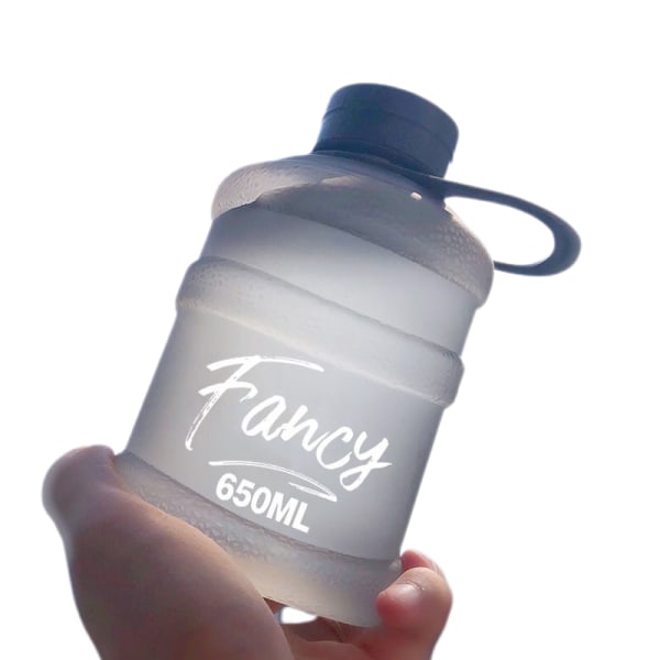 Mini pieni puhdas ämpäri muki muovi vesimuki Fancy [Harjattu musta] 650ml Yksi muki + Kuppiharja + Lanyard