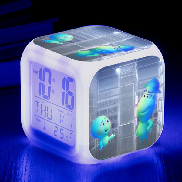 Wekity Anime Mind Adventure Färgglad väckarklocka LED Kvadratisk klocka Digital väckarklocka med tid, temperatur, alarm, datum