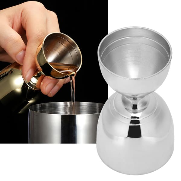 Rustfrit dobbeltkop rustfrit stål cocktail jigger mixer bartender værktøj til hjemmebar fest tilbehør Silver