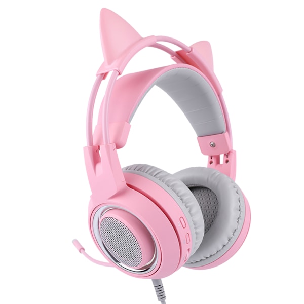 Somic Headset Mikrofon Hovedmontert 7.1 Kanal Hoved USB Broadcast Rosa Lys for ESports Spill (Rosa)