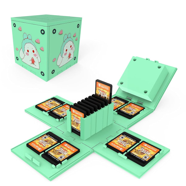 Spilllagringsboks for Switch Game Cards Dinosaur Cube opptil 16 spill, Sammenleggbar Nintendo Switch Game Card Case Cube Nintendo Switch Game Storage Box
