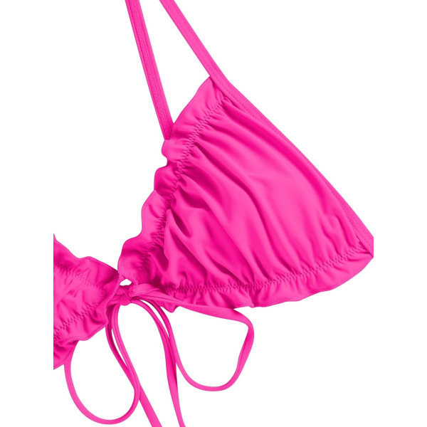 WJSM Kvinners Trekant Bikini Blomster Volanger Sløyfe Bikini Sett Todelt Badedrakt B-rose Red S