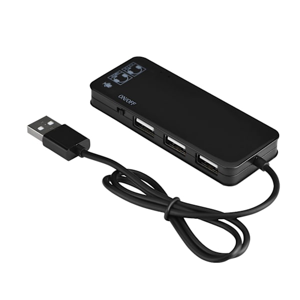 USB 2.0 Hub TIL 3 port USB 2.0 + Hovedtelefon  Mikrofon w 7.1CH Lydadapter Port Splitter Sort