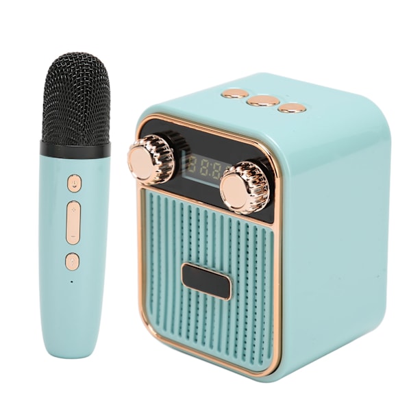 Mini Bluetooth Karaoke Maskin HiFi Stereo Ljud Bärbar Bluetooth Högtalare med Mikrofon för Barn Gåvor Blå