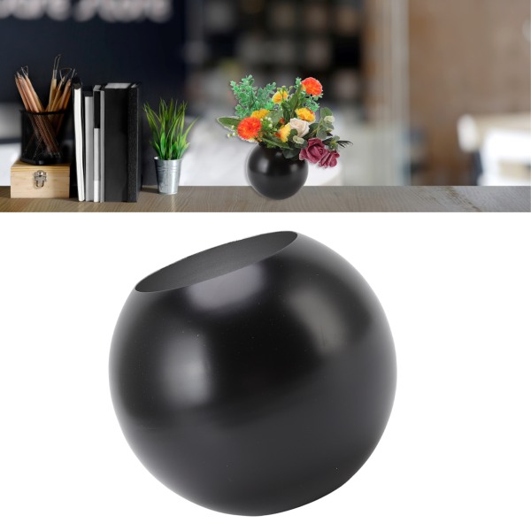 Rund vase nordisk stil moderne rustfritt stål liten blomster vase ornament stue kontor borddekorasjon matt Black