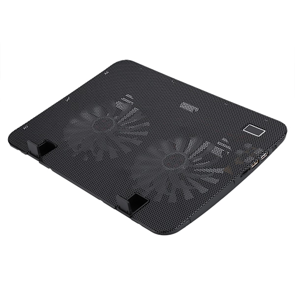 Bærbar computer køler kølepude base justerbar hastighed USB 2 ventilatorer stand til 12\"-16\" bærbar sort