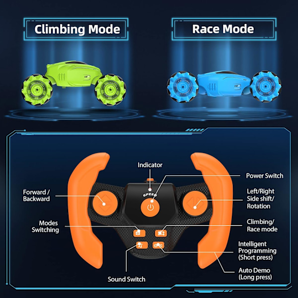 RC-bil, fjernstyrt crawler, RC stuntbil med gestkontroll, 2,4 GHz oppladbar transformerbar fjernstyrt bil med imponerende lyd