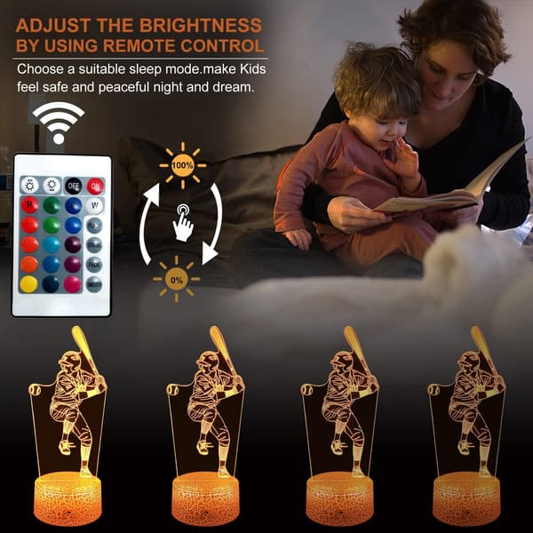 3D Optisk Illusions Baseball Dekor Lampe Som Gaveideer Til Barn Gutter Bursdagsgaver (Baseball)