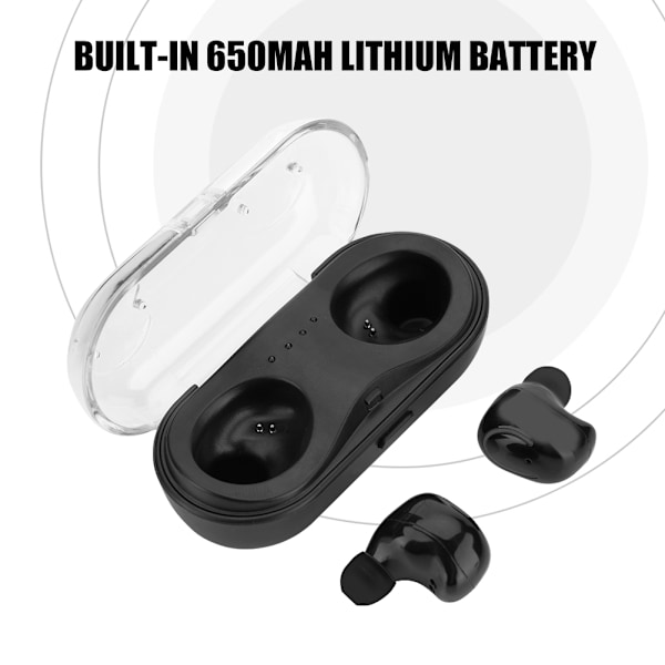 Mini Bluetooth-headset, tvillinger, ægte trådløse stereo-øretelefoner, in-ear-øretelefoner med mikrofon, sort