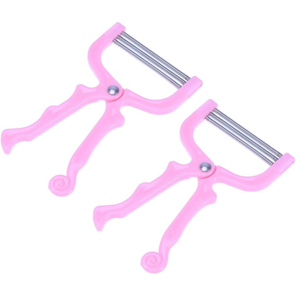 Manuell hakfågsrakapparat 2 st bärbar ansiktshårborttagningstråd epilator manuell skönhetshårborttagare för kvinnor (rosa) ansiktshårstråd Pink