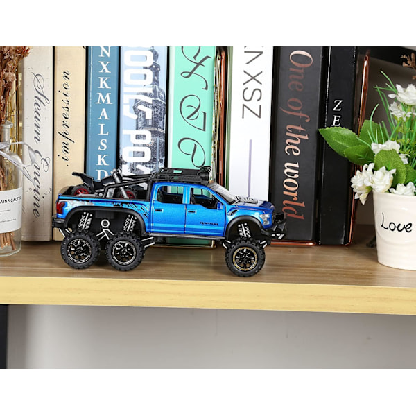 SASBSC Legetøjs Pickup Trucks til drenge F150 Raptor Diecast Metal Modelbil med lyd og lys til børn i alderen 3 år og opefter BLÅ