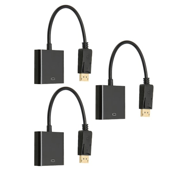 3 st DP till VGA-adapter 1920x1080 FHD 60Hz Guldpläterad kompakt design DisplayPort till VGA-adapter för bärbar dator stationär