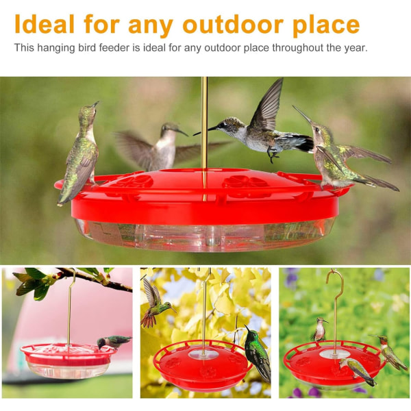 Kolibrinmatare för utomhusupphängning, 2 st Mary's kolibrimatare med sittpinne och inbyggd myrgrav, 5 matningsportar, lätta att rengöra, perfekta för 2pcs