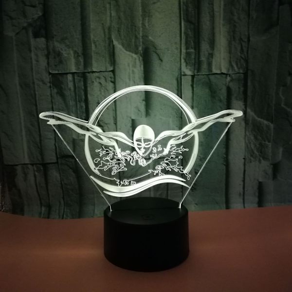 3D LED optisk illusion akryl natlys med fjernbetjening og smart touch 7 farver skiftende（svømning）