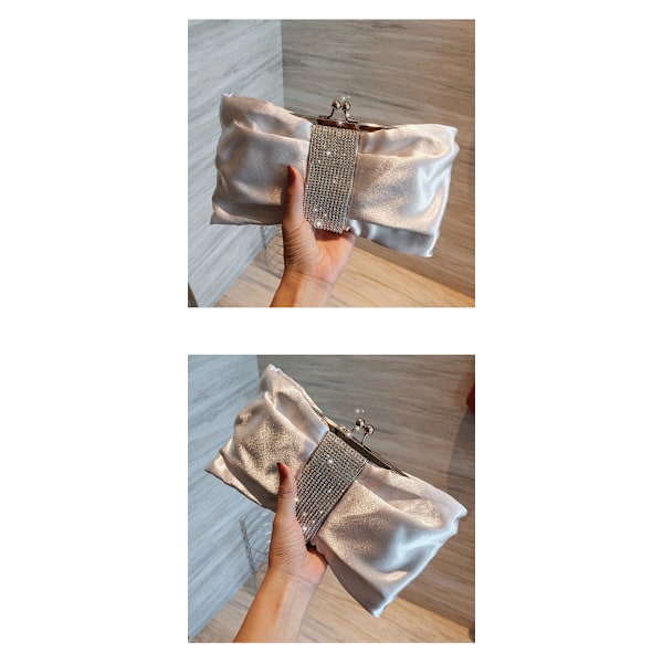Aftonväska Kändis Bankett Clutch Aftonväska Strass Rosett Liten Clutch Väska