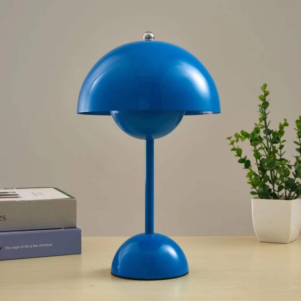 Pöytälamppu Flower Bud Langaton LED Retro Ladattava Kosketus Himmentävä 3 Värilämpötila Yöpöytävalaisin makuuhuoneen työtoimistoon Blue