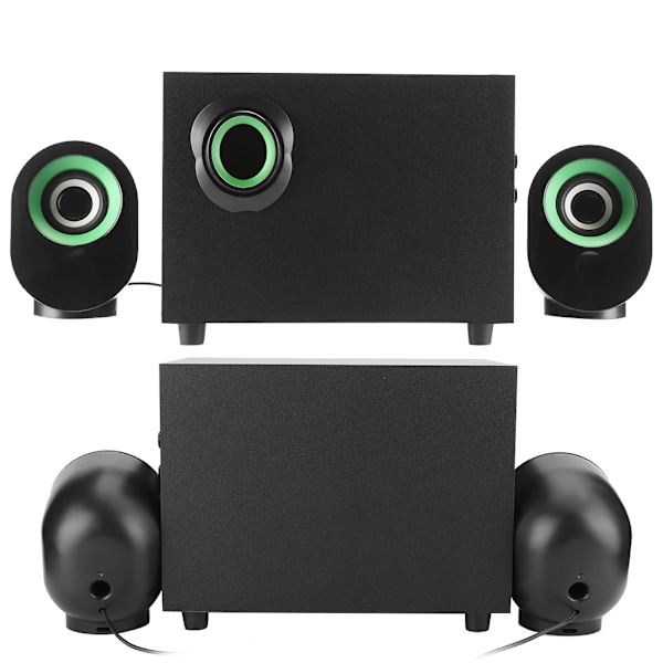 FT X7 Træ Subwoofer 2.1 Multimedia USB Højttaler Musikafspiller til Desktop Bærbar Computer(Sort og grøn )