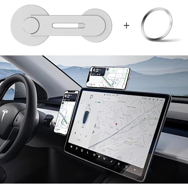 för Tesla Telefonhållare för Tesla Model 3/Y Magnetisk Telefonhållare Magsafe Telefonfäste Passar Tesla Model Y/3 Tillbehör 202 sliver