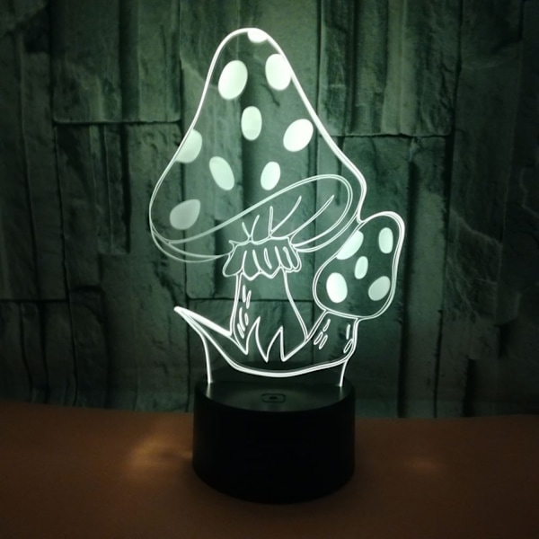 Qinwei Svampar 3D LED Bordslampa Psykedeliska Svampar Nattljus Optisk Visuell Illusion Heminredning Belysning