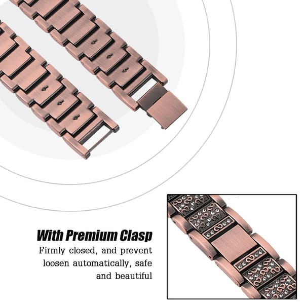 Rustfrit stål urrem udskiftning med rhinsten rem til Fitbit Charge 2 Bronze