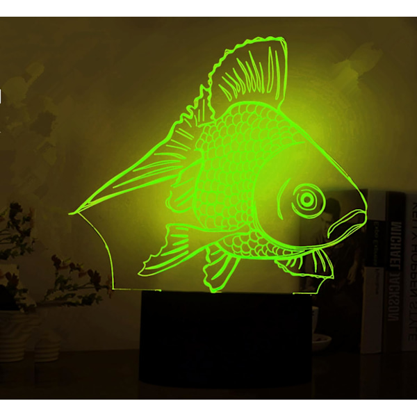 3D Kala-led-yövalo Lamppu Illuusio Yövalo 16 Väriä Vaihtuva Pöytä Työpöydän Koriste Lamput Lahja Akryyli Tasainen ABS-pohja USB-kaapeli Leikki