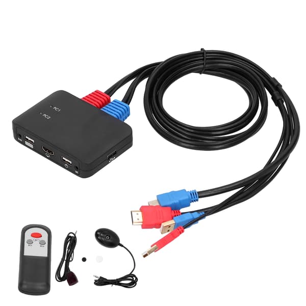 2 Port HDMI KVM-switch med kabler 4K 60Hz HDMI-switchboks til Windows/IOS/OS X/Linux