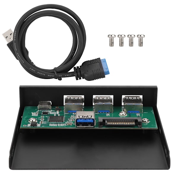 3-Port USB3.0 + 1 Port USB3.1 TypE C Interface Alloy Expansion Card Panel Svart