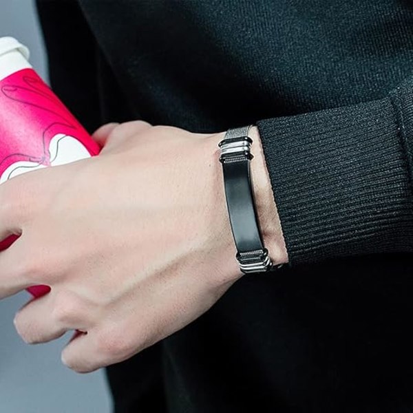 Mænds Premium Armbånd Titanium Stål Justerbart Armbånd til Fødselsdag