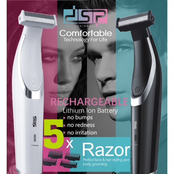 DSP multifunktionell uppladdningsbar bärbar hårklippare, tvättbar rakapparat för män och kvinnor