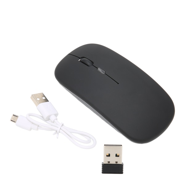 2.4G langaton hiiri Ultraohut ladattava mykistetty 1600DPI värillinen taustavalo pelihiiri 2.4G vastaanottimella kannettavalle tietokoneelle Black