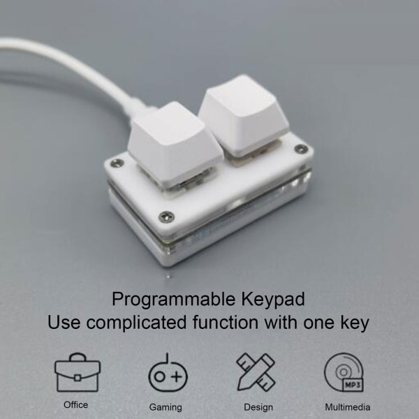 Minitastatur 2 taster USB rød switch Plug and Play Ergonomisk programmerbart tastatur med baggrundsbelyst til gaming Office Media