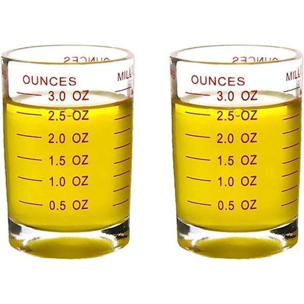 2 keittiön lasimittakuppia 3 Oz/90ml, nestemäinen raskas espressolasi, keittiön ruoanlaitto nestemäinen mittakuppi (punainen 90ML kaksipakkaus)