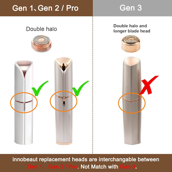 Ersättningshuvuden för ansiktshårborttagning för kvinnor, kompatibla med Flawless Finishing Touch-verktyg för ansiktshårborttagning för ansikte, passar Gen 1 Single Halo 4 PCS
