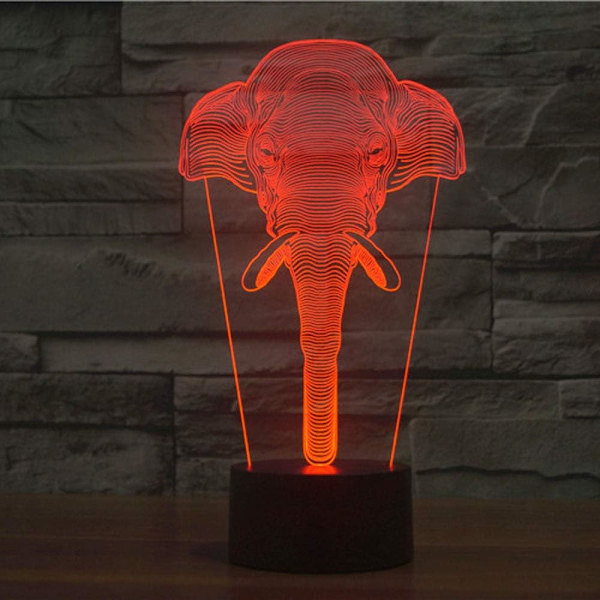 3D LED Vild Ulv Optisk Illusion Natlampe, 7 Farveskift Touch Switch USB Drevet Soveværelse Dekoration Bordlampe