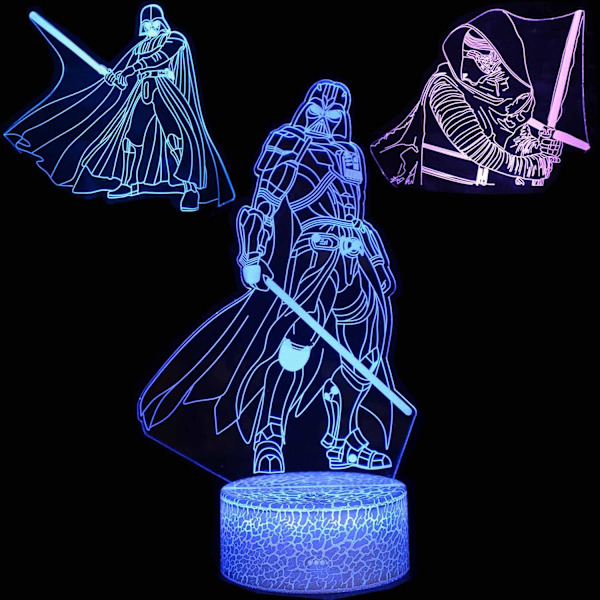 3D Illusionsnattlampa Superhjälte Tre Mönster 16 Färgförändring Dekorlampa Skrivbordslampa för Barn