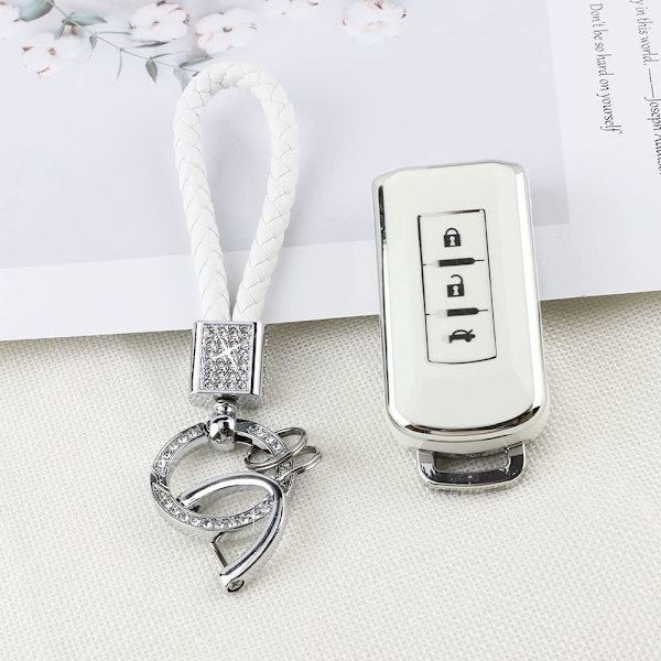 PIFOOG nøglering cover til Mitsubishi Lancer Outlander Mirage tilbehør blød TPU 3 knapper smart nøgler etui beskyttelse glitter nøglering