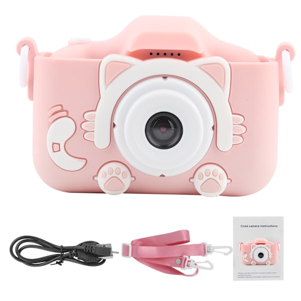 Barnekamera 2400W Piksler Tegneserie Digital DV Tar Bilder Leker Feriegave Rosa