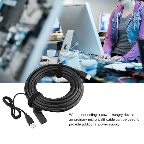 USB3.0 han til hun højhastighedsforlængeradapterkabel (sort 8m)