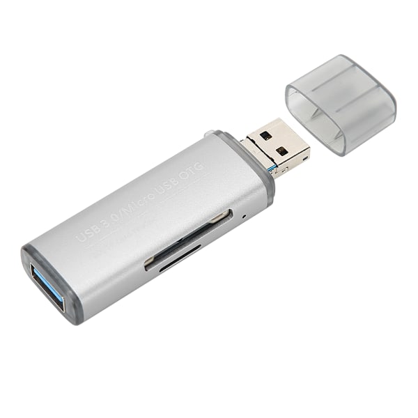 Kroktyp kortläsare bärbar USB 3.0 till minneskort Titanium Grå för Android-telefon OTG