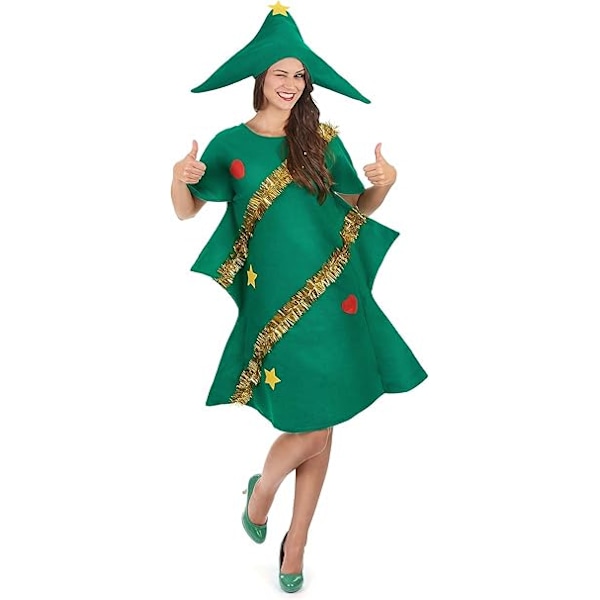 Edhomenn Naisten Joulukuusimekko Juhla-asu Cosplay-juhliin Hieno mekko hatulla XL