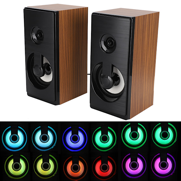 Wooden 2.0 Multi Media Desktop Mini Speaker med pustende lys USB Laptop Speakers (burlywood)