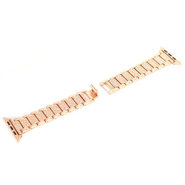 Rannekoru täynnä timantteja, metalliranneke, yhteensopiva IOS-kellon kanssa 42mm/44mm, ruusukulta