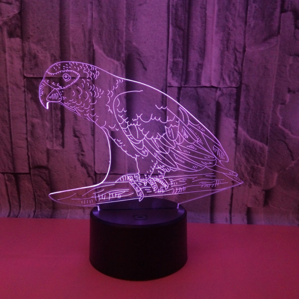 Qinwei Parrot Bird Molding Bordlampe 3D Akryl 7 Farger Led USB Sleep Night Light Romantisk kjærlighet Soverom Dekor Light （Style 11）