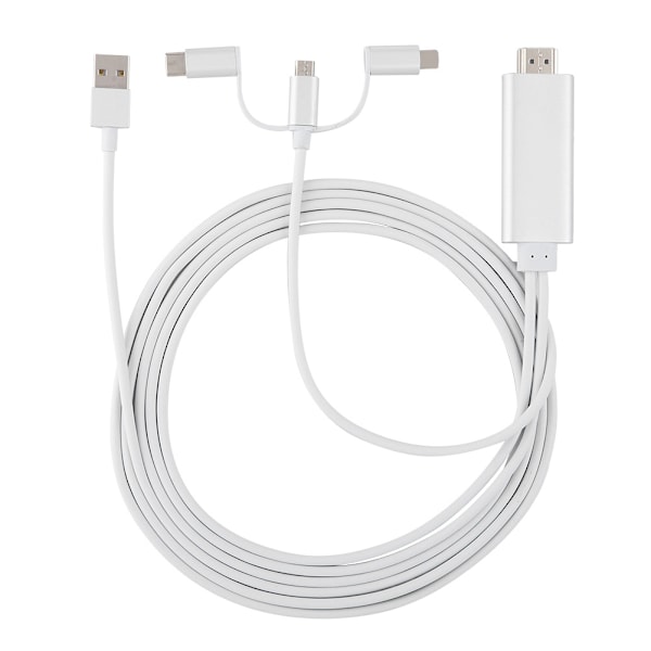 White 2M PVC 3in1 for Ios to HDMI HD Video Cable 1920*1080 30p