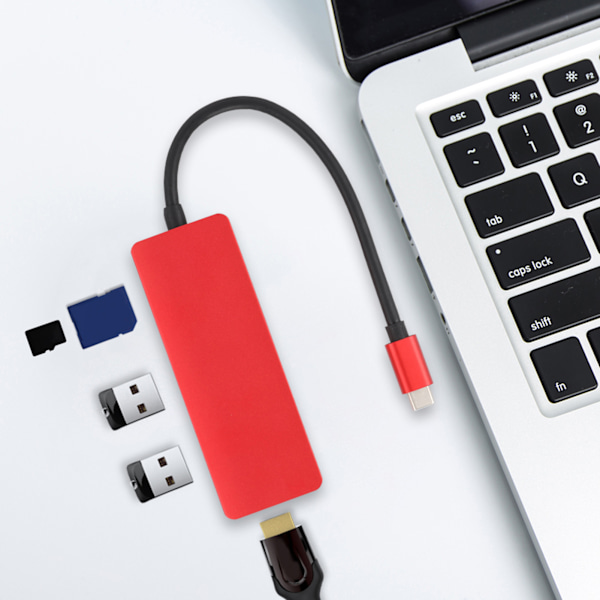 USB-gränssnittshane-omvandlare 5 i 1 Hub Typ-C till HDMI USB 3.0 Minneskort Dockningsstation