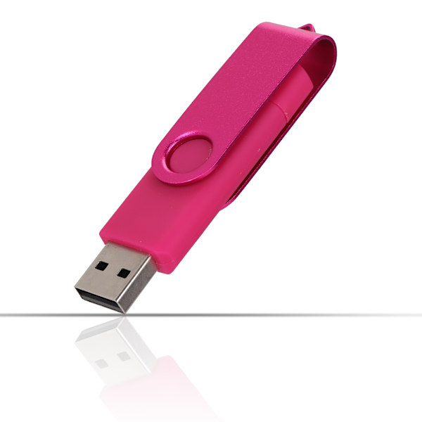 Färgglad roterande 2 i 1 USB2.0 för Android USB-minne Flash-minne Lagringsminne (Rosa)